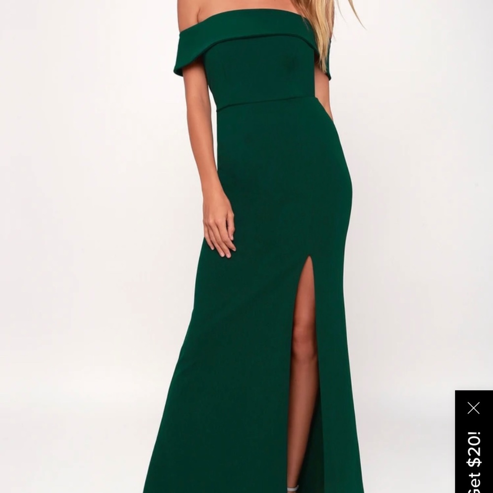 Aveline Forest Green Off-the-Shoulder Maxi Dress